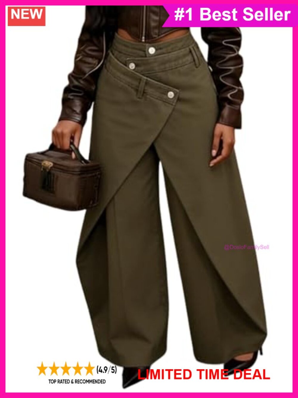Asymmetrical Baggy Wide Leg High Waisted Denim Jeans Pants